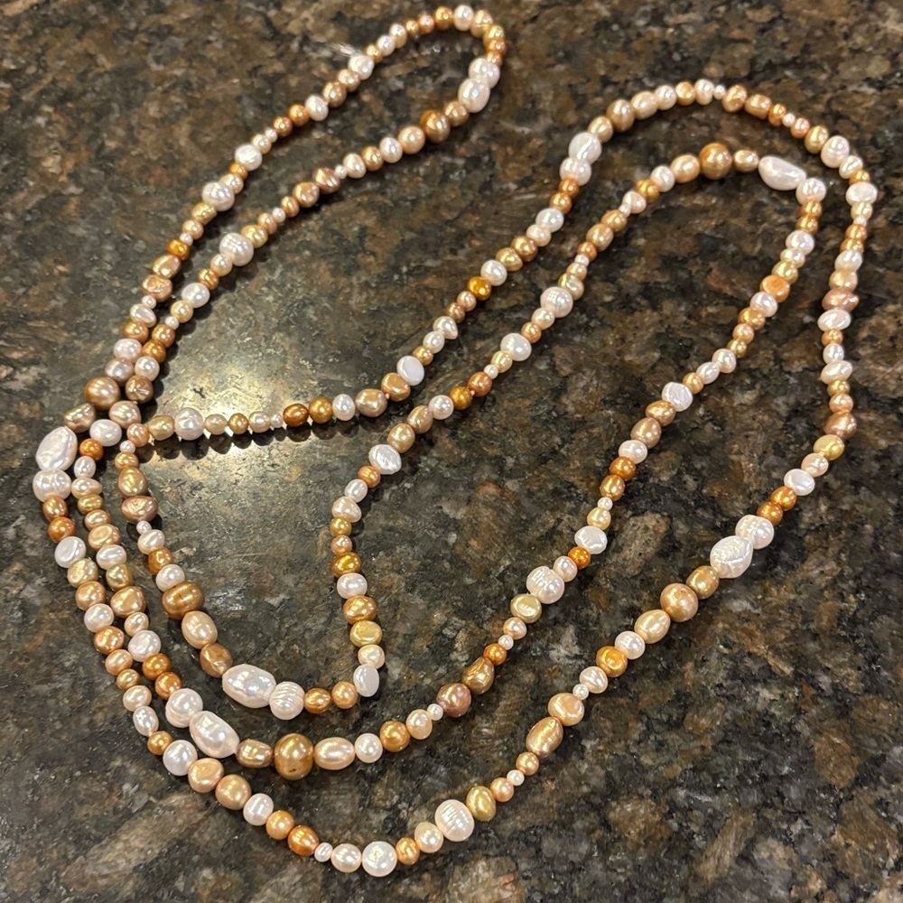 Elegant Freshwater Pearl Beaded Necklace 69 inches